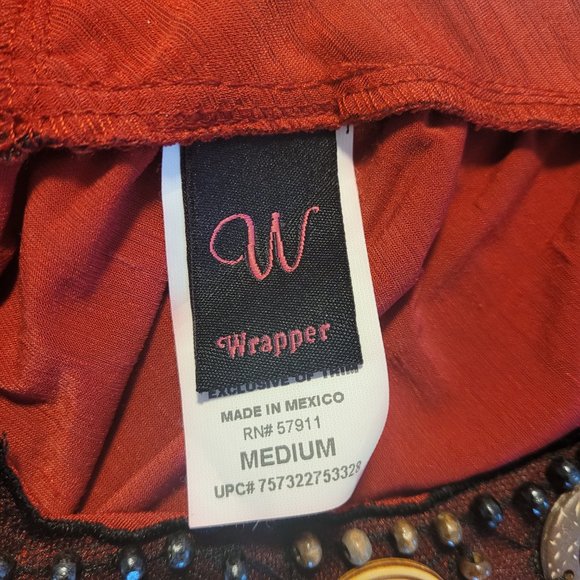 Beaded Embellished V-Neck Short Sleeve Blouse By Wrapper. Size Med - Picture 8 of 9